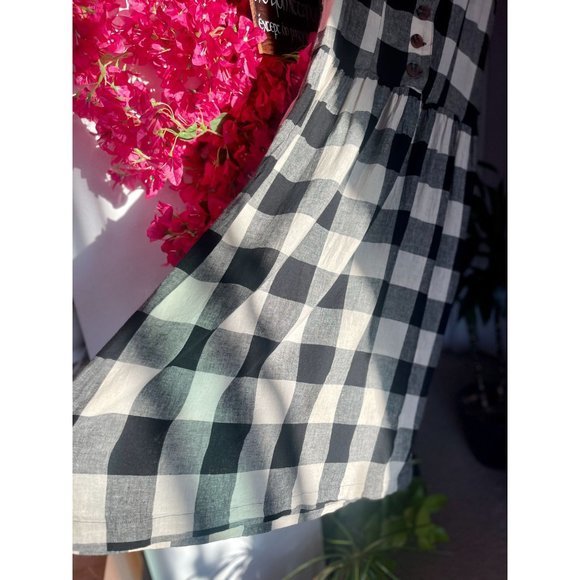 NWT Urban Outfitters Natalie Checkered Print Linen Midi Dress - Size XS - Picture 12 of 14